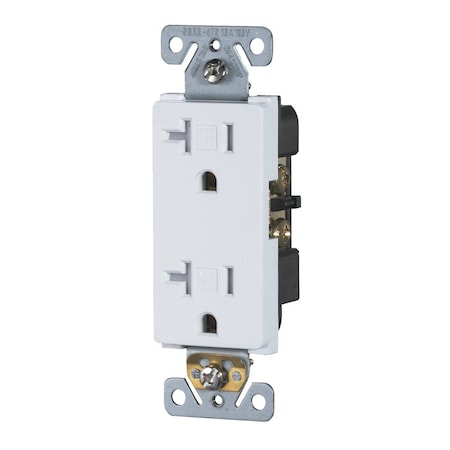 Faith Duplex Straight Blade Receptacle, 5-20R, 20 A, 125V AC, 2 Pole, 3 Wire, Grounded SSRE4TR-WH